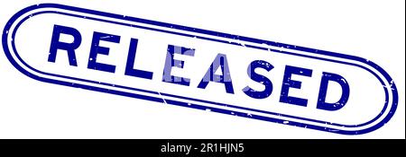 Grunge blue released word rubber seal stamp on white background Stock Vector