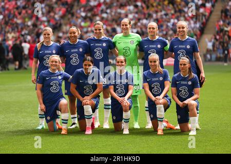 London, UK. 14th May, 2023. Chelsea Women team photo before the Women's FA Cup Final match between Chelsea Women and Manchester United Women at Wembley Stadium, London, England on 14 May 2023. Photo by Ken Sparks. Editorial use only, license required for commercial use. No use in betting, games or a single club/league/player publications. Credit: UK Sports Pics Ltd/Alamy Live News Stock Photo