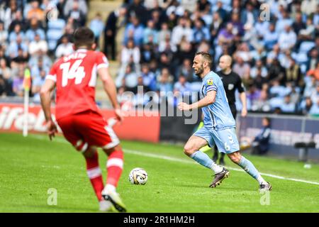 Coventry, UK. 14th May 2023Coventry, UK. 14th May 2023. Liam Kelly (6 Coventry City) goes forward during the Sky Bet Championship Play Off Semi Final 1st Leg between Coventry City and Middlesbrough at the Coventry Building Society Arena, Coventry on Sunday 14th May 2023. (Photo: Kevin Hodgson | MI News) Credit: MI News & Sport /Alamy Live News Stock Photo