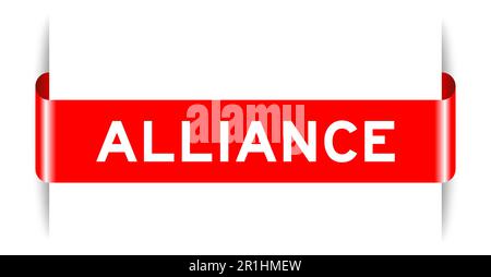 Red color inserted label banner with word alliance on white background Stock Vector
