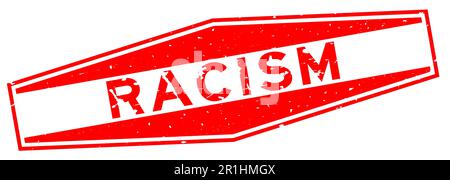 Grunge red racism word hexagon rubber seal stamp on white background Stock Vector