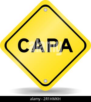 Yellow color transportation sign with word CAPA (abbreviation of corrective action and preventive action) on white background Stock Vector