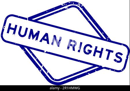 Grunge blue human rights word rubber seal stamp  on white background Stock Vector