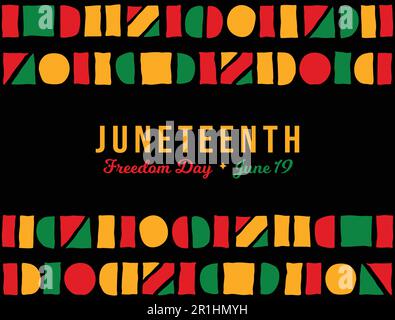 Juneteenth Independence Day Hand Drawn Pattern Background Vector Illustration. Black History Month. Emancipation Day Horizontal banner. Annual America Stock Vector