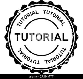 Grunge black tutorial word rubber seal stamp on white background Stock ...