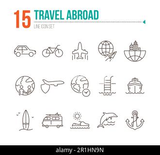 Travel abroad - set of line design style icons Stock Vector Image & Art ...