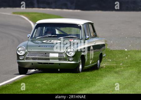 Craig Jamieson, Darren Turner, Ford Lotus Cortina Mk1, Jim Clark Trophy, a forty five minute, two driver race solely for the iconic race car of the mi Stock Photo