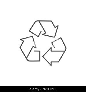Recycling sign related vector linear icon. Environment protection contour symbol. Recycle arrows sign. Vector outline illustration Isolated on white b Stock Vector