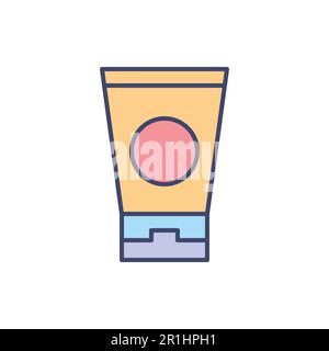 Sunscreen related vector line icon. Isolated on white background. Vector illustration. Editable stroke Stock Vector