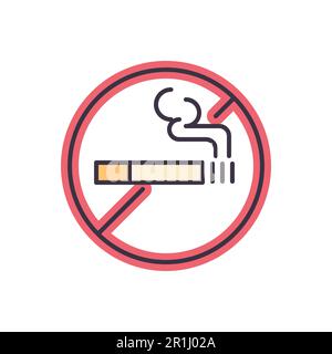 No Smoking related vector line icon. Prohibition sign, cigarette, smoke. Isolated on white background. Vector illustration. Editable stroke Stock Vector