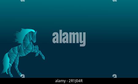 A dark blue background featuring a geometric design featuring a symbol of a horse Stock Photo