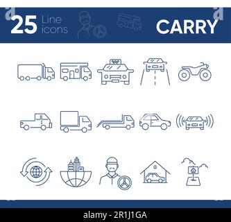 Carry line icon set Stock Vector