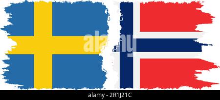 Norway and Sweden grunge flags connection, vector Stock Vector