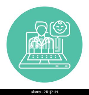 Pediatrician consultation care color line icon. Pictogram for web page, mobile app, promo. Stock Vector