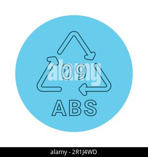 Plastic recycling code ABS 09 other line icon. Consumption code. Editable stroke. Stock Vector