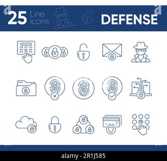 Defense line icons Stock Vector