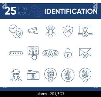 Identification line icons Stock Vector