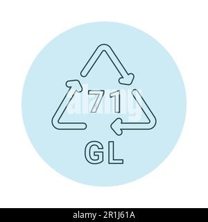 Glass recycling code GL 71 line icon. Consumption code. Editable stroke. Stock Vector