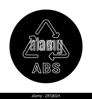 Plastic recycling code ABS 09 other  line icon. Consumption code. Editable stroke. Stock Vector