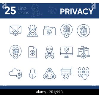 Privacy line icons Stock Vector