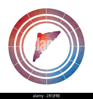 Salt Cay, Turks Islands badge. Bright gradient logo of island in low poly style. Multicolored Salt Cay, Turks Islands rounded sign with map in geometr Stock Vector