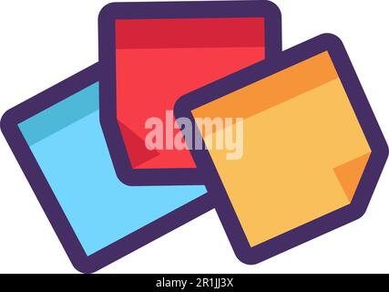 Sticky paper sticker for notes and reminders. Disposal of old stationery and school supplies. Flat icon in stroke, element for infographics design. Si Stock Vector