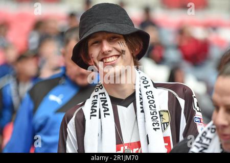 Wembley Stadium, London, UK. 13 May 2023 at 1530hrs. Notts County FC v Chesterfield FC - Vanarama National League Play Off Final.  Notts County Fan  Picture: Mark Dunn/Alamy, Stock Photo