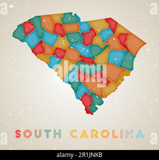 South Carolina vintage map. Grunge map of the US state with distressed ...