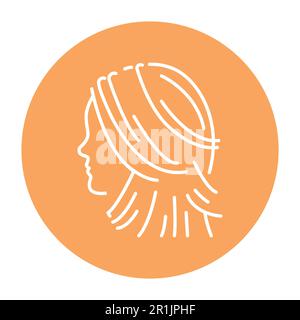 Woman ladder haircut color line icon. Beauty industry. Hairdresser service. Pictogram for web page, mobile app, promo. Stock Vector