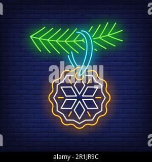 Christmas cookie neon sign Stock Vector
