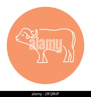 Buffalo color line illustration. Animals of Africa Stock Vector Image ...