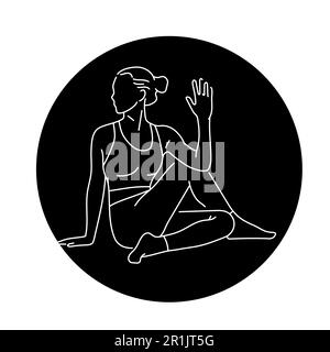 Ardha matsyendrasana color line illustration. Pictogram for web page ...