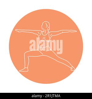 Warrior II Pose Virabhadrasana color line illustration. Pictogram for web page, mobile app, promo. Stock Vector