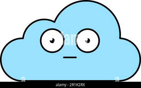 Shocked cloud sticker outline illustration. Terrified, scared emoji ...