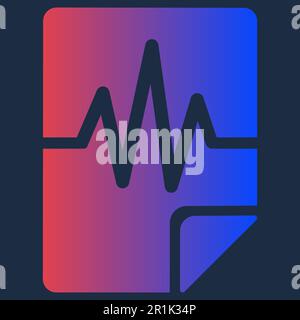 Design Audio Multimedia Musical File Format Icon. Drawing Cardiogram Soundwave on Colorful Folded Sheet. Computer Media Program Software Element Recor Stock Vector