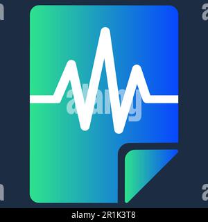 Design Audio Multimedia Musical File Format Icon. Drawing Cardiogram Soundwave on Colorful Folded Sheet. Computer Media Program Software Element Recor Stock Vector