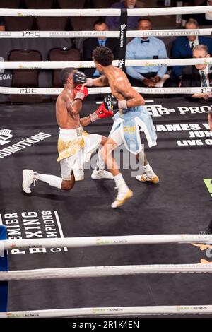 Las Vegas, United States. 13th May, 2023. LAS VEGAS, NV - May 13: Michael Angeletti takes on Michell Banquez for 8 rounds in the Showtime Boxing Champions Bantamweight bout at The Chelsea, inside the Cosmopolitan on May 13, 2023 in Las Vegas, Nevada, United States (Photos by Hector Leyva/PxImages) Credit: Px Images/Alamy Live News Stock Photo