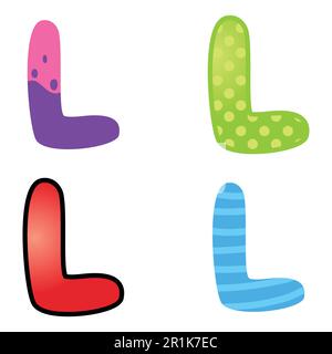 Colorful cartoon font type letter L Stock Vector