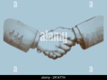 Illustration of shaking hands in halftone effect Stock Vector