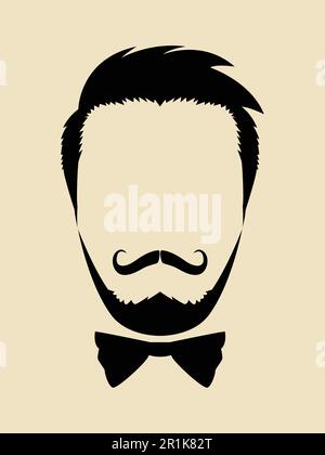 A vector illustration of a man with beard and a butterfly on his face ...