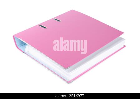 One pink office folder isolated on white Stock Photo