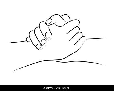 Two hands together and red thread Royalty Free Vector Image