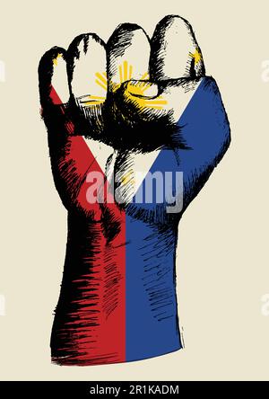 Sketch illustration of a fist with Philippines insignia Stock Vector