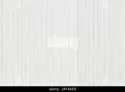Front view of clean wood board wall painted in white. Abstract full frame textured background with copy space. Stock Photo