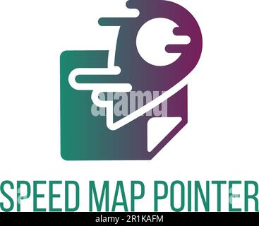 Speed map pointer lettering vector icon design. Flat GPS navigator, delivery company logotype design Stock Vector