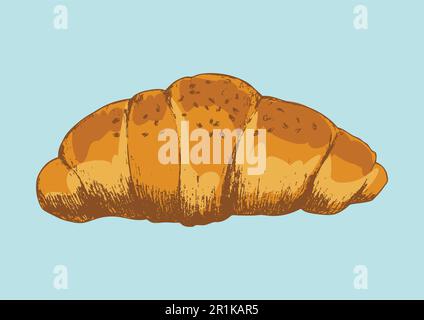 Sketch illustration of a croissant in vintage color Stock Vector