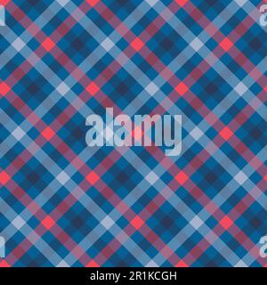 Tartan color seamless vector pattern. Plaid fabric texture. Red, blue checkered textile background Stock Vector