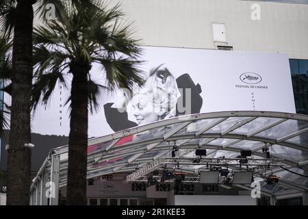 Cannes, France. 14th May, 2023. Preparations for the 76th Cannes International Film Festival, Palais des Festivals, La Croisette, in Cannes, France, on May 14, 2023. Photo by Lionel Urman/ABACAPRESS.COM Credit: Abaca Press/Alamy Live News Stock Photo