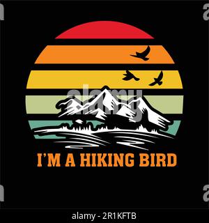 Hiking t shirt design with vector elements Stock Vector