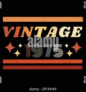 1975 vintage colorful retro t shirt design with vector elements Stock Vector